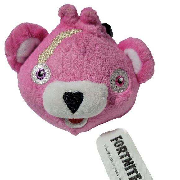 Fortnite Pink Cuddle Team Leader 3 inch Plush Keychain Bear Head Stuffed Animal - Picture 1 of 5